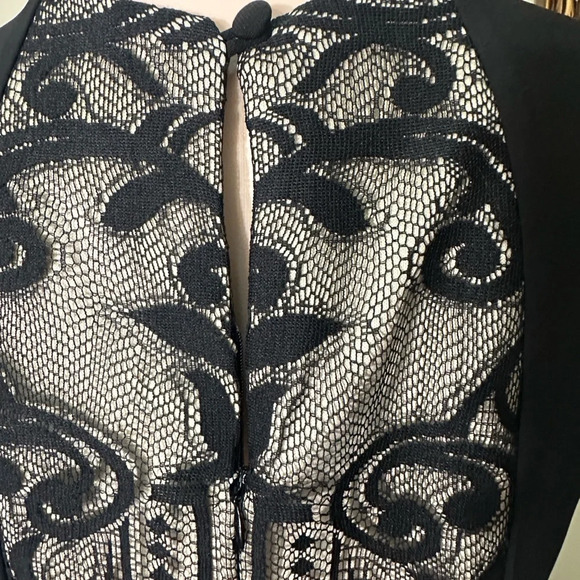 NWT Madison Leigh Black and Cream Lace Midi Dress - Picture 5 of 11